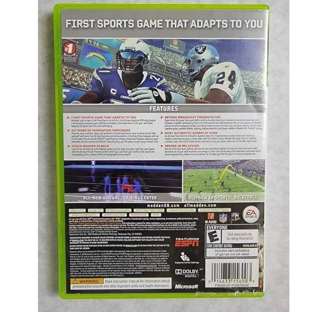 Madden NFL 09 Xbox 360 EA Sports Football Game Brett Favre Cover